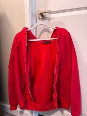 Bright Red Zip-Up Hoodie